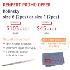 Renfert PROMO - Renfert KOLINSKY Brush Size 1 - Stain/Glaze – 17131001 - 2 pcs + OPTION: BUY 5pc BRUSHES - GET 1 RENFERT TOWEL FOR FREE ** SPECIAL INDENT ORDER ITEM **